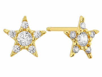 10kt Gold Pave Star Screw Back Stud Earrings BB10B0-2373